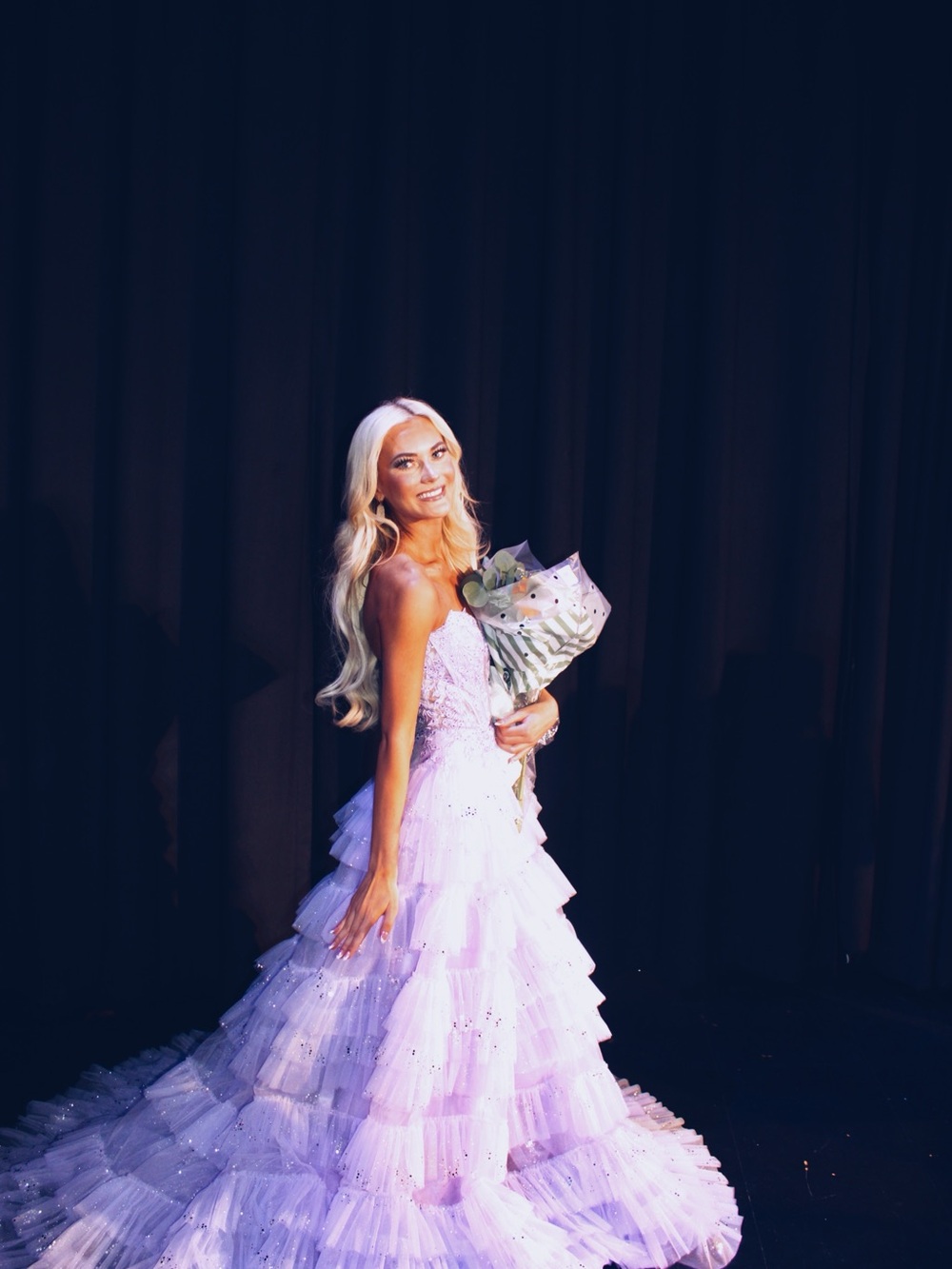 Lavender Ruffle Ball Gown Dress